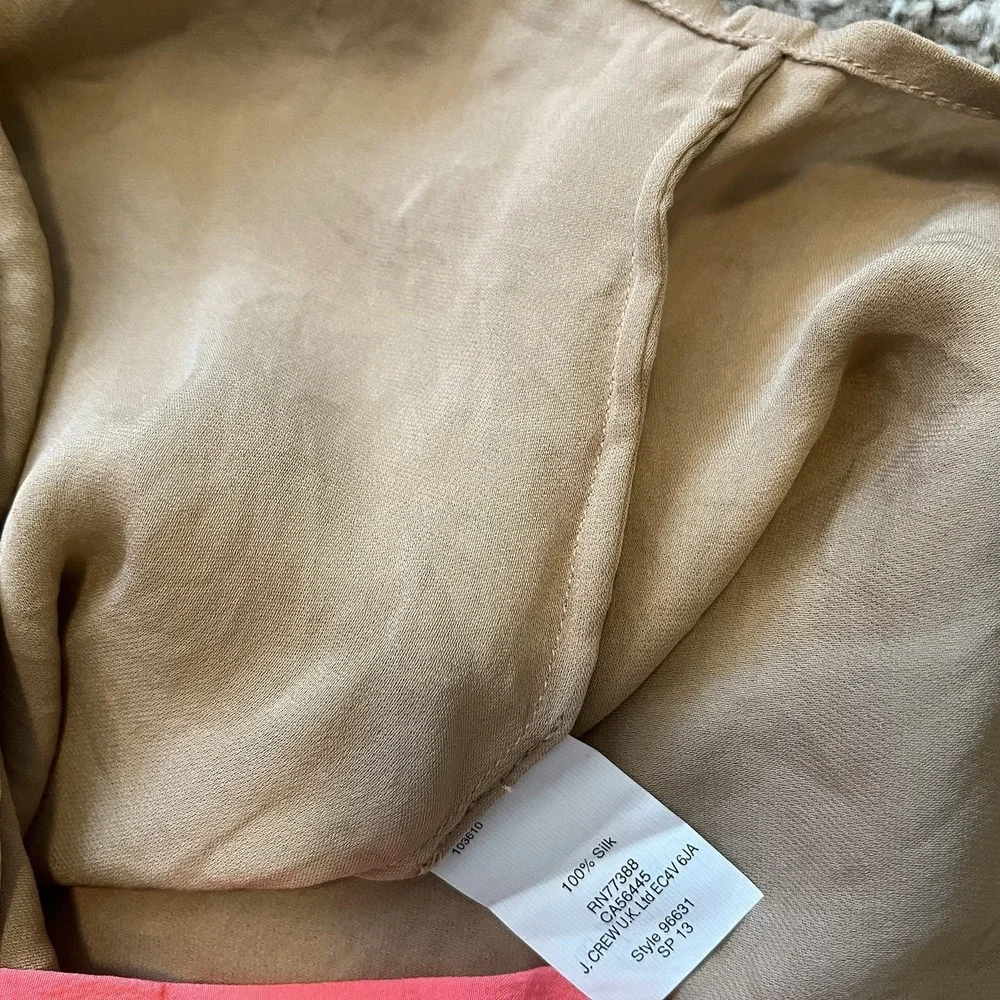 J. Crew Y2k Silk Blouse Womens‎ 6 Colorblock Button Up Elevated Basic